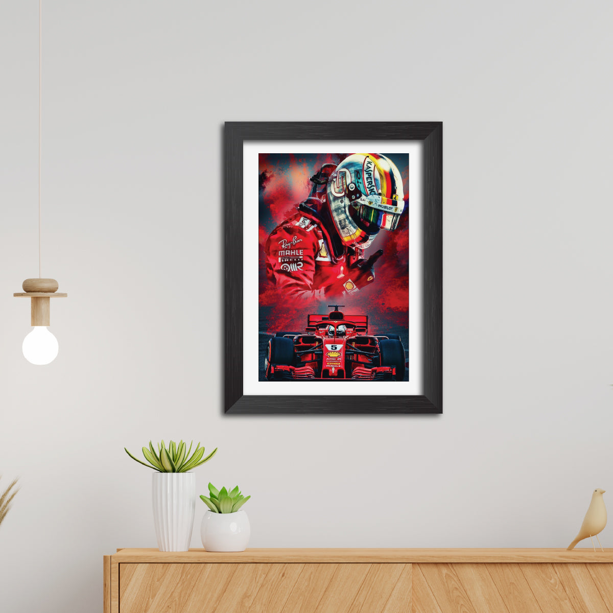 Sebastian Vettel F1 Racing Poster Framed Painting