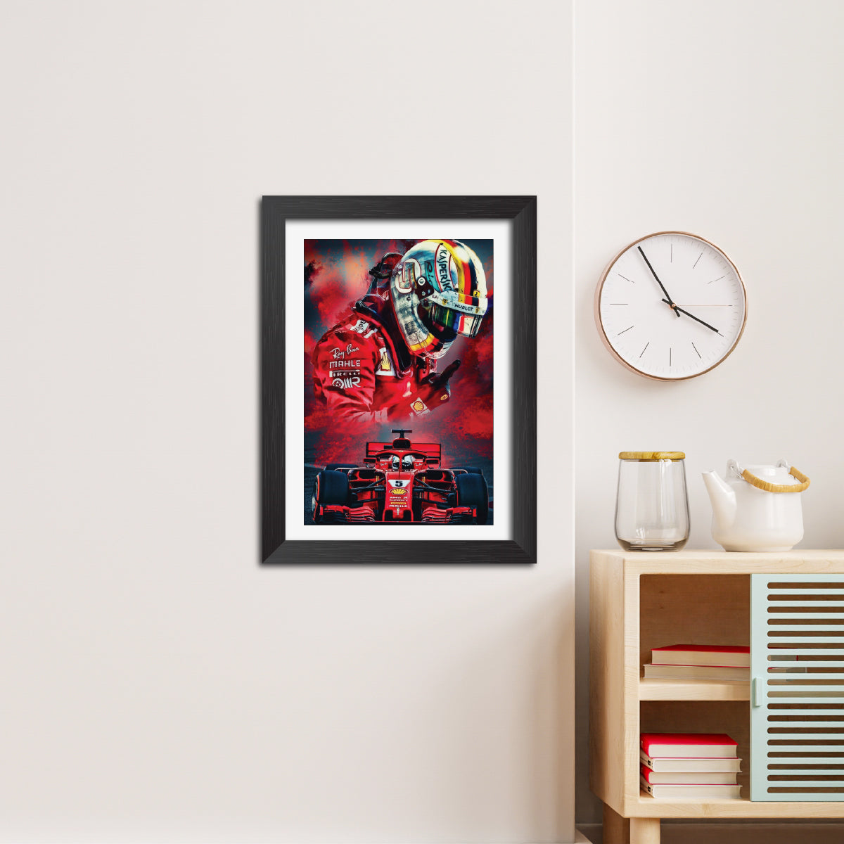 Sebastian Vettel F1 Racing Poster Framed Painting