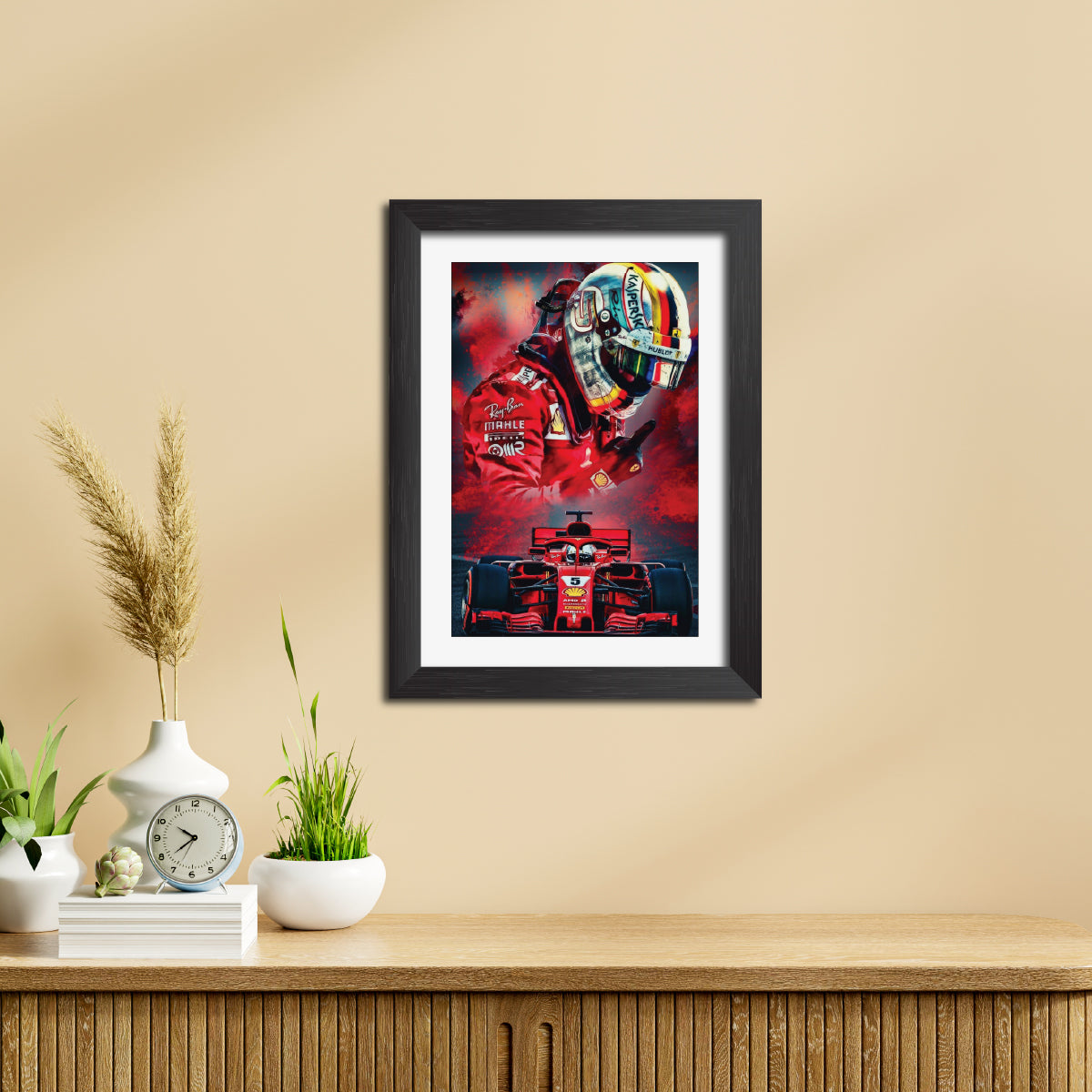 Sebastian Vettel F1 Racing Poster Framed Painting