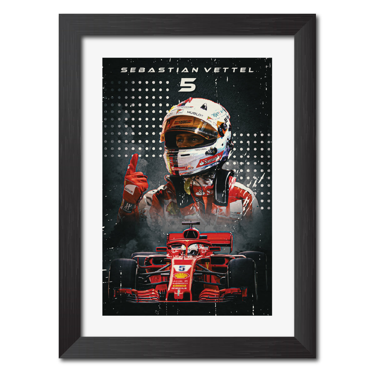 Sebastian Vettel F1 Racing Poster Framed Painting
