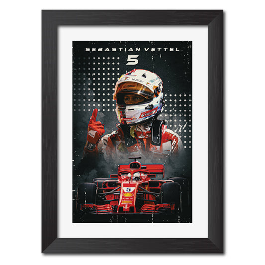 Sebastian Vettel F1 Racing Poster Framed Painting