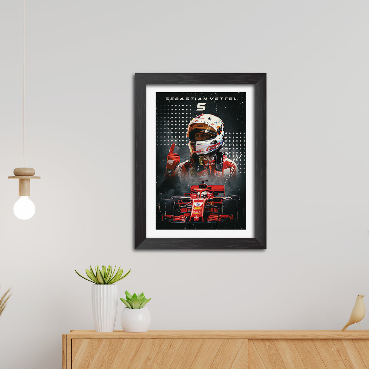 Sebastian Vettel F1 Racing Poster Framed Painting