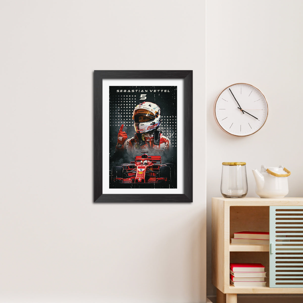 Sebastian Vettel F1 Racing Poster Framed Painting