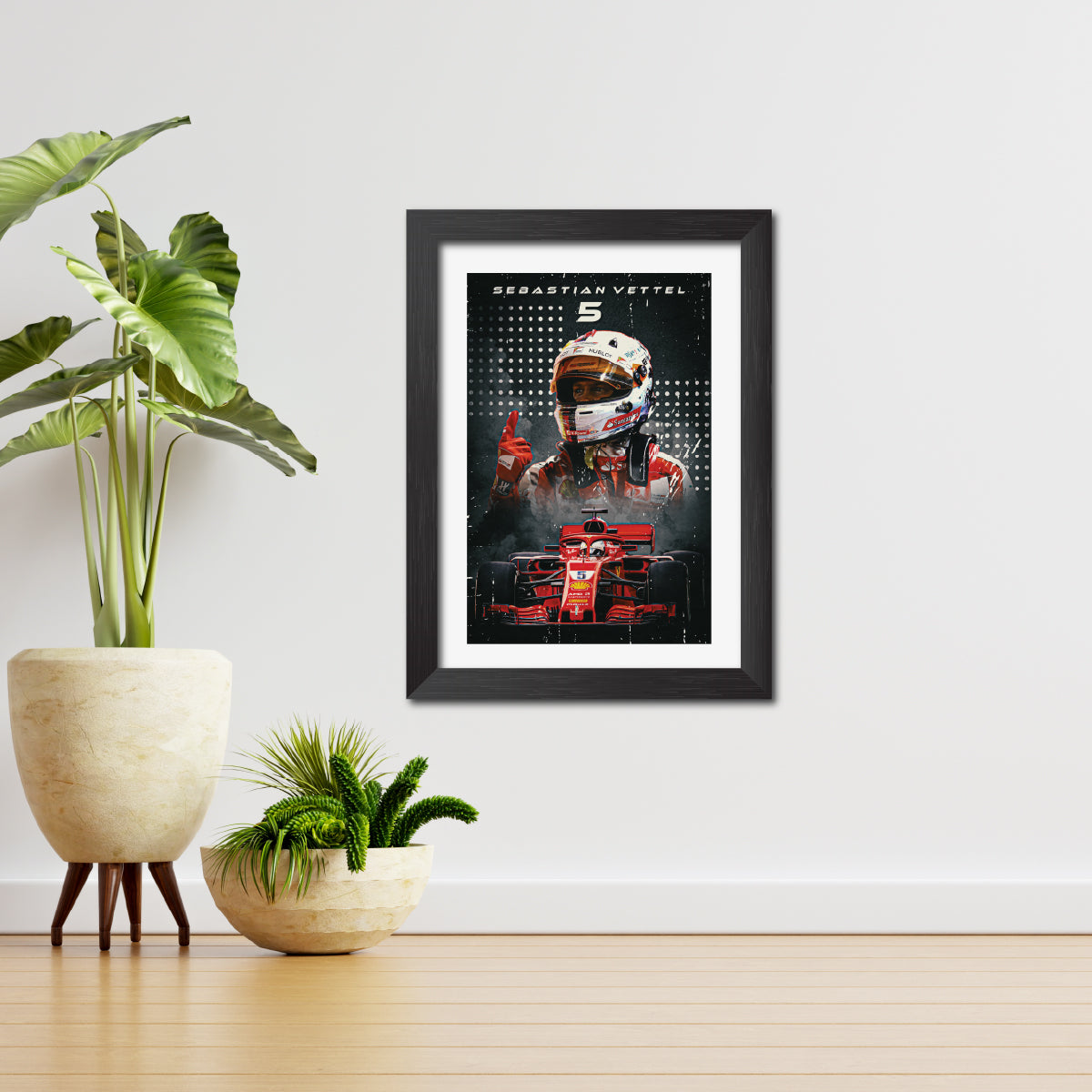 Sebastian Vettel F1 Racing Poster Framed Painting