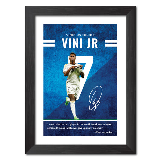 Vinicius Jr Quotes Real Madrid Football Poster Framed Painting