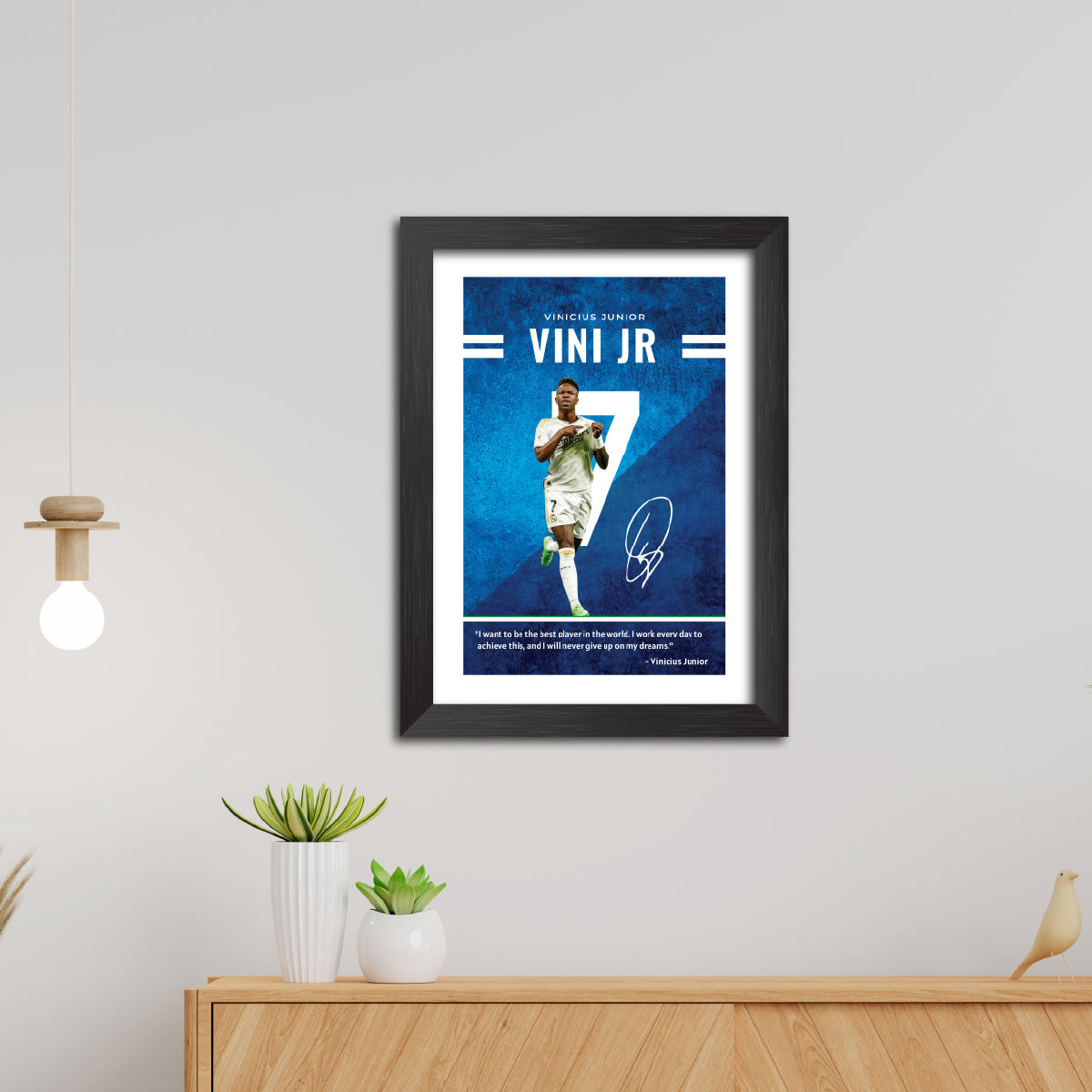 Vinicius Jr Quotes Real Madrid Football Poster Framed Painting
