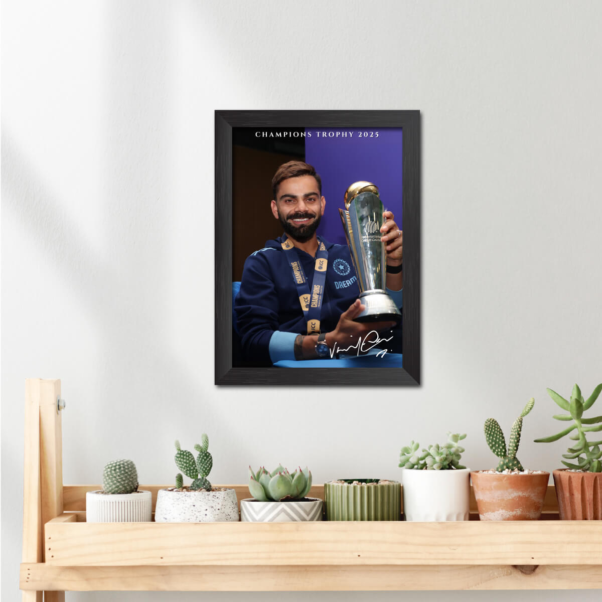 Virat Kohli Champions Trophy India Cricket Team Poster Framed Painting