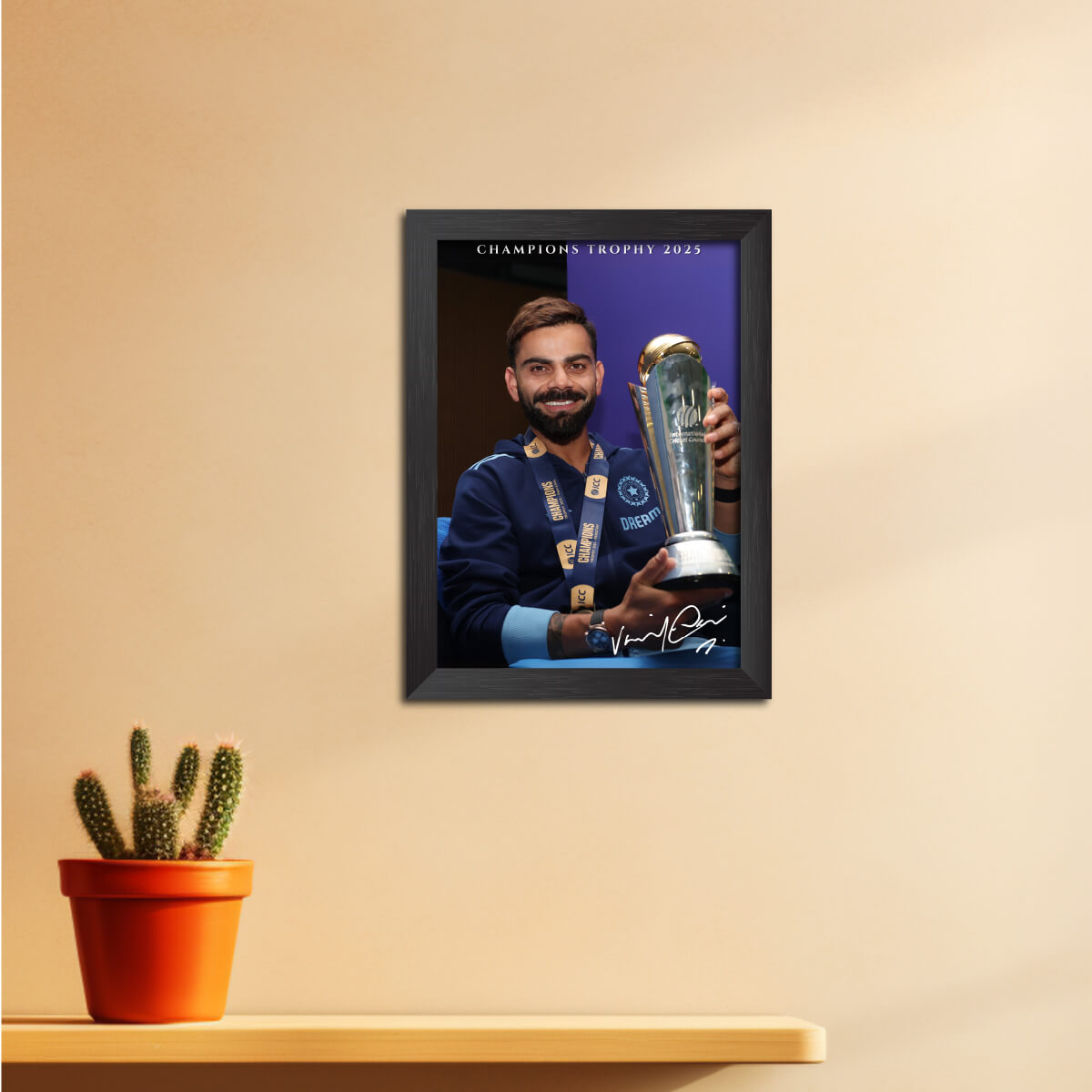 Virat Kohli Champions Trophy India Cricket Team Poster Framed Painting
