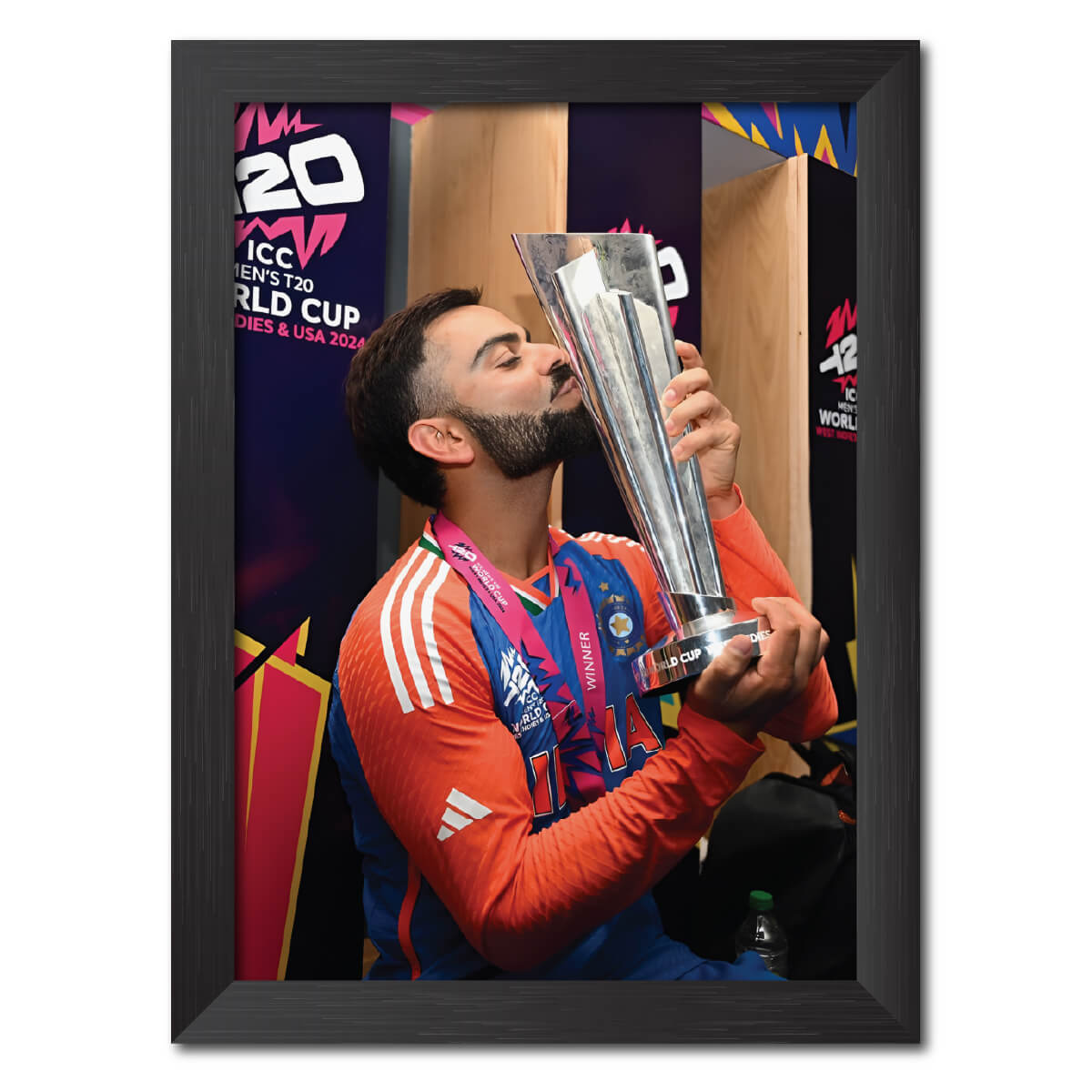 Virat Kohli T20 Worldcup India Cricket Team Poster Framed Painting