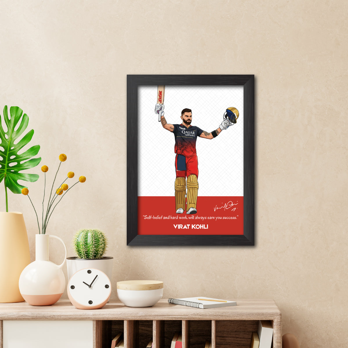 Virat Kohli Bengaluru T20 Cricket Team Poster Framed Painting-2