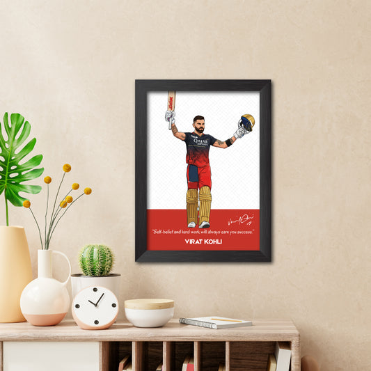 Virat Kohli Bengaluru T20 Cricket Team Poster Framed Painting-2