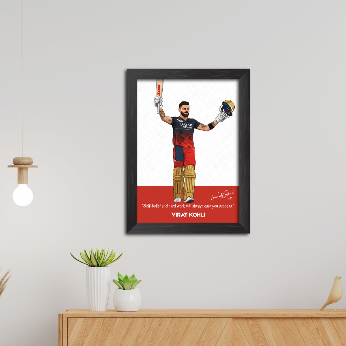 Virat Kohli Bengaluru T20 Cricket Team Poster Framed Painting-2