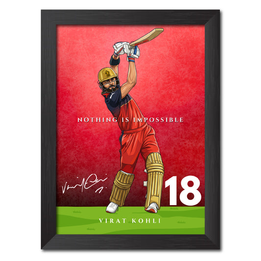 Virat Kohli Bengaluru T20 Cricket Team Poster Framed Painting