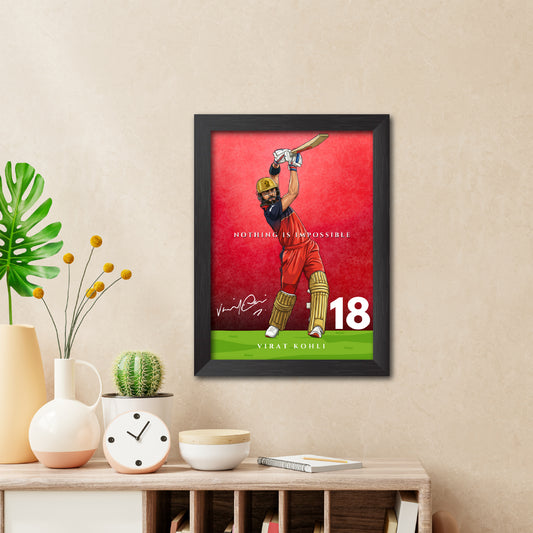 Virat Kohli Bengaluru T20 Cricket Team Poster Framed Painting