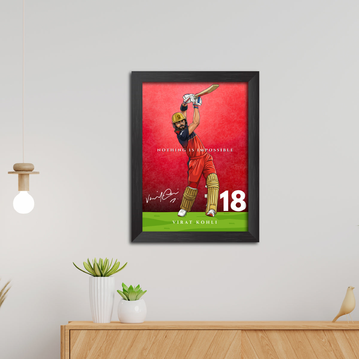 Virat Kohli Bengaluru T20 Cricket Team Poster Framed Painting