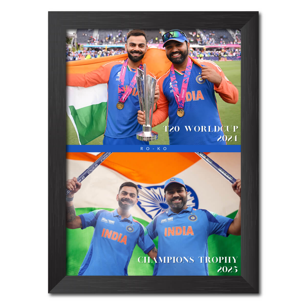 Virat Kohli Rohit Sharma Champions Trophy India Cricket Team Poster Framed Painting