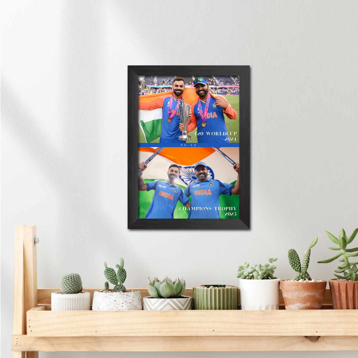 Virat Kohli Rohit Sharma Champions Trophy India Cricket Team Poster Framed Painting