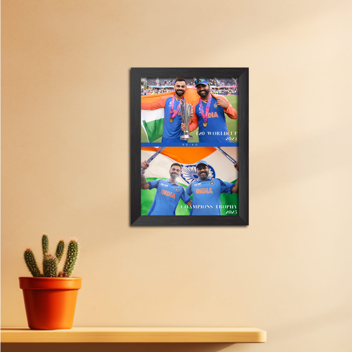 Virat Kohli Rohit Sharma Champions Trophy India Cricket Team Poster Framed Painting