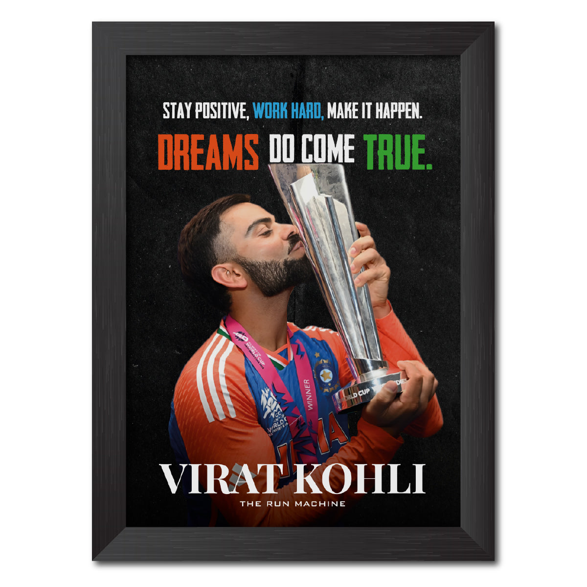Virat Kohli Quotes T20 Worldcup Celebration Poster Framed Painting