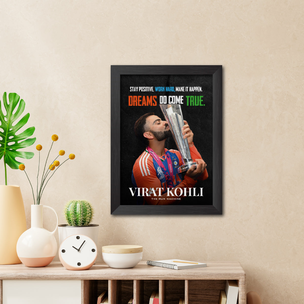 Virat Kohli Quotes T20 Worldcup Celebration Poster Framed Painting