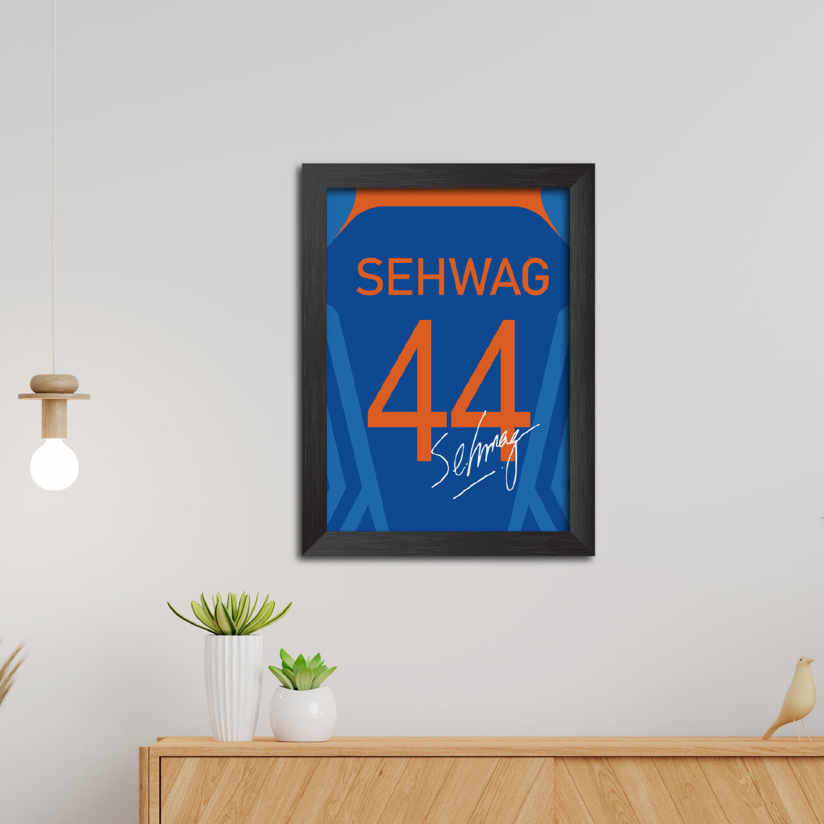 Virender Sehwag 2011 Worldcup Jersey Print Poster Framed Painting