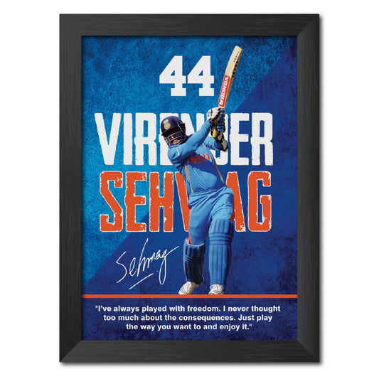 Virender Sehwag India Cricket Team Poster Framed Painting