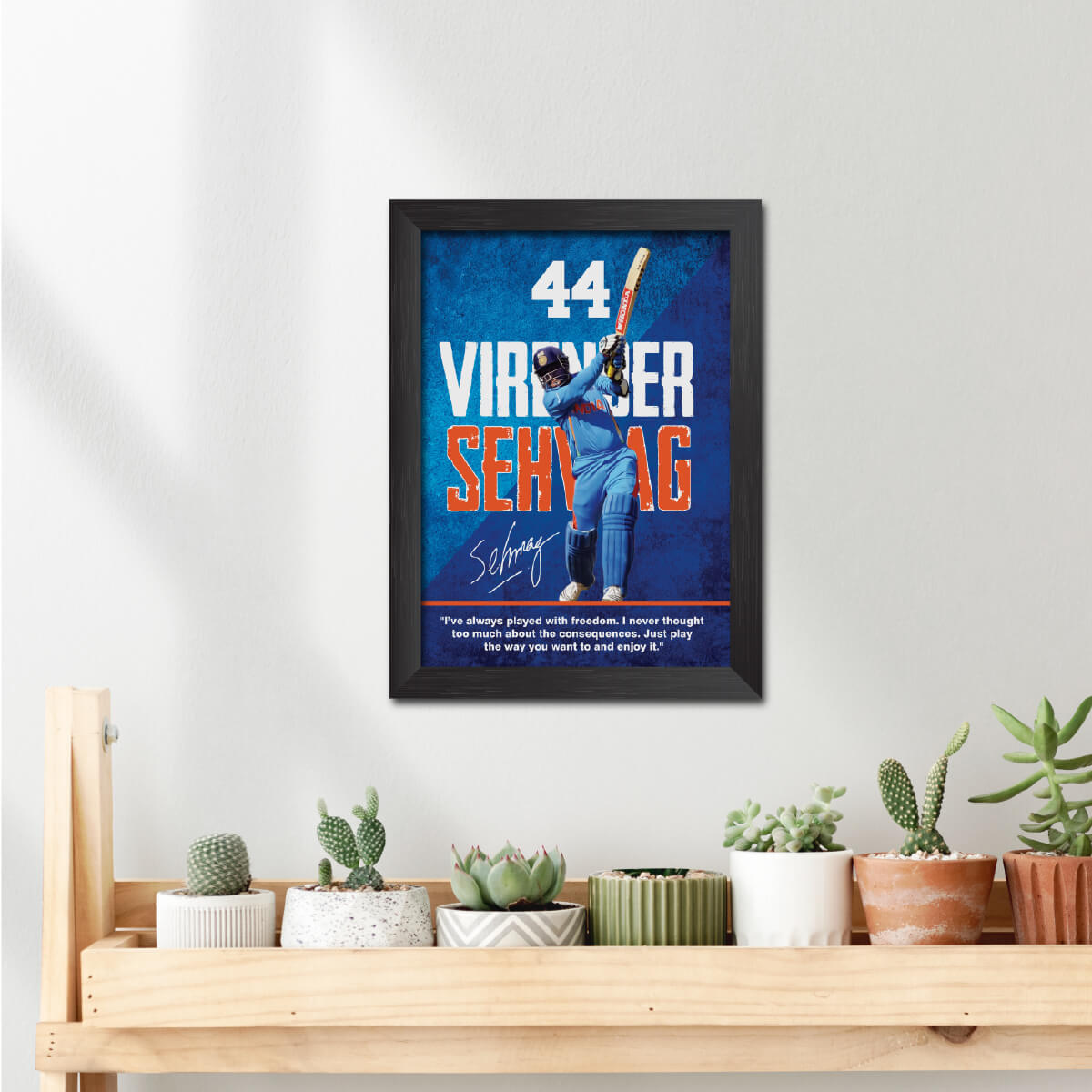 Virender Sehwag India Cricket Team Poster Framed Painting