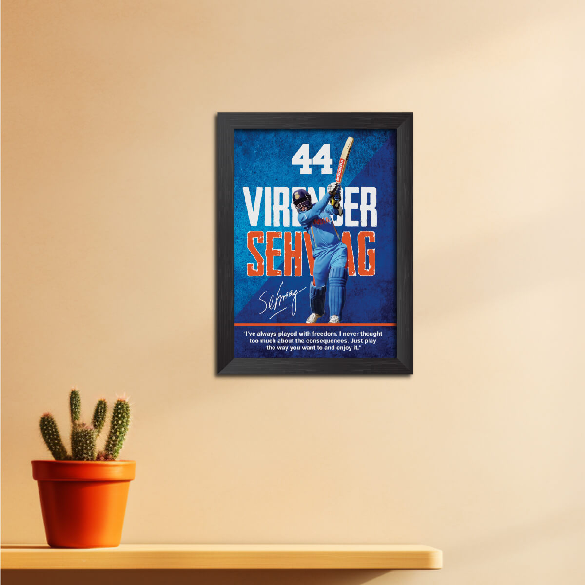 Virender Sehwag India Cricket Team Poster Framed Painting