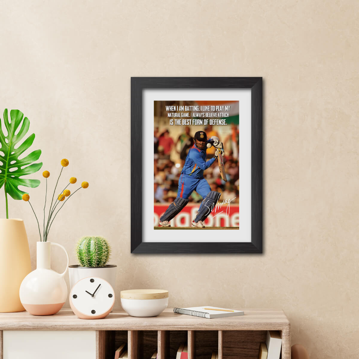 Virender Sehwag Quotes India Cricket Team Poster Framed Painting
