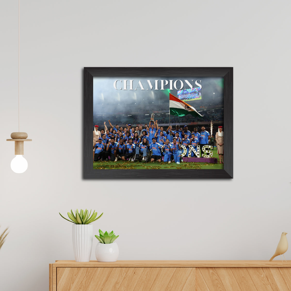 India Womens 2025 Worldcup Trophy Celebration Poster Framed Painting