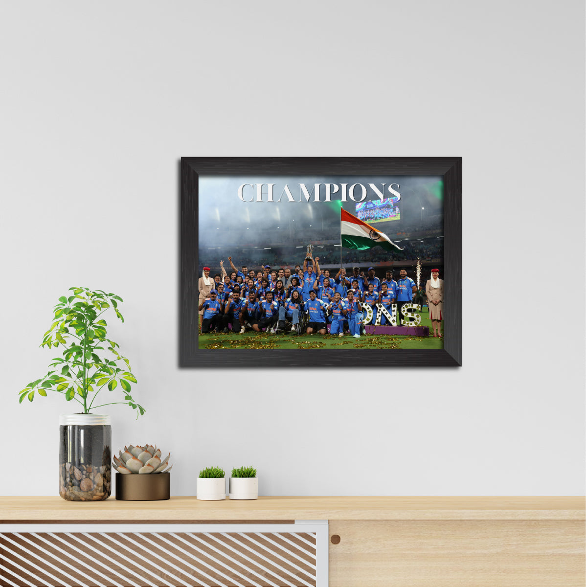 India Womens 2025 Worldcup Trophy Celebration Poster Framed Painting