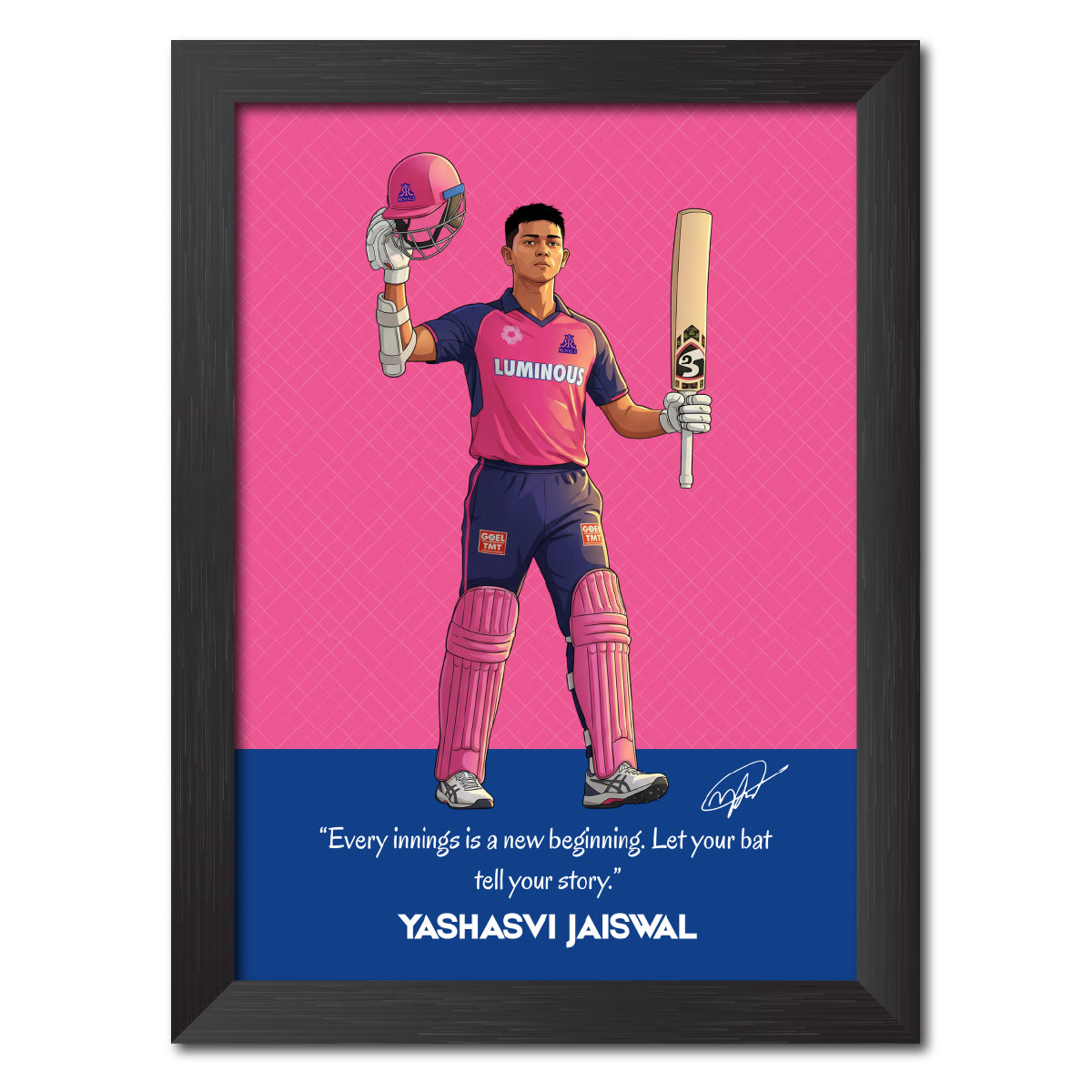 Yashasvi Jaiswal Rajasthan T20 Cricket Team Poster Framed Painting