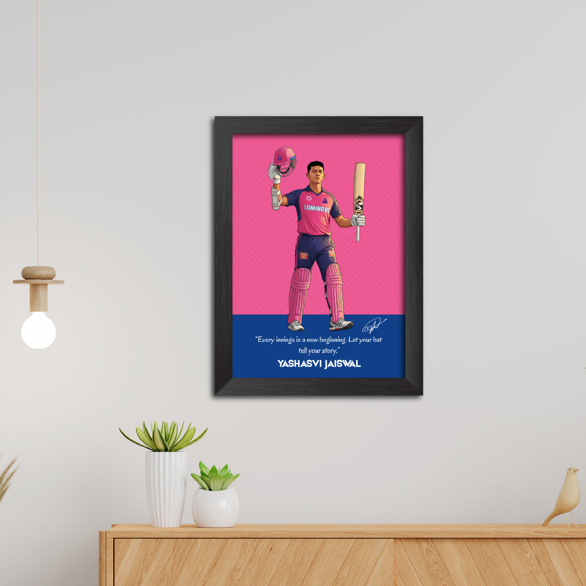 Yashasvi Jaiswal Rajasthan T20 Cricket Team Poster Framed Painting