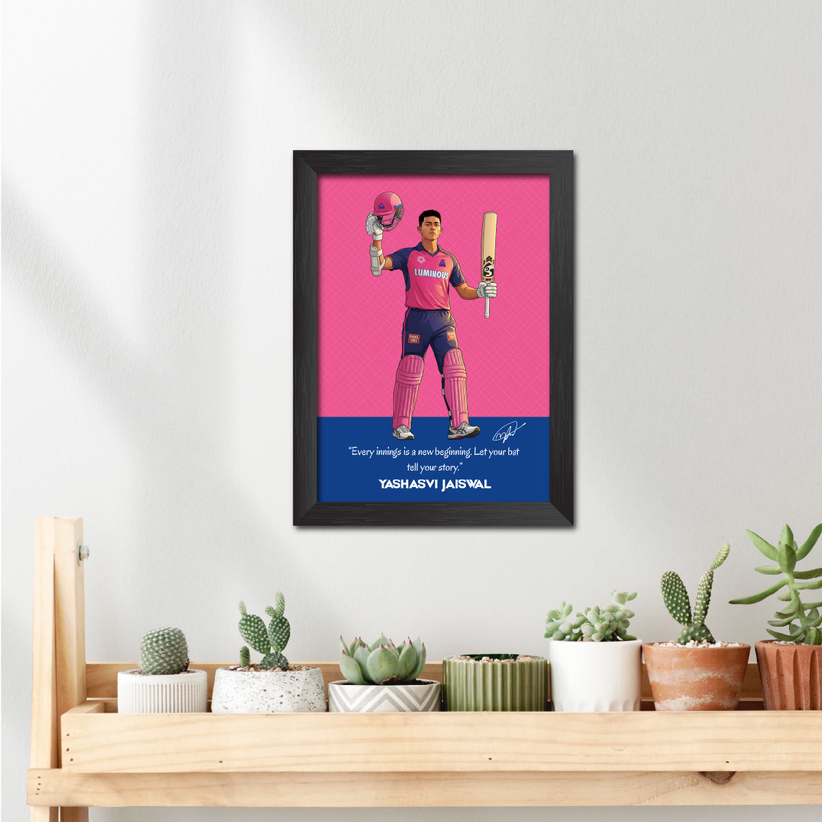 Yashasvi Jaiswal Rajasthan T20 Cricket Team Poster Framed Painting