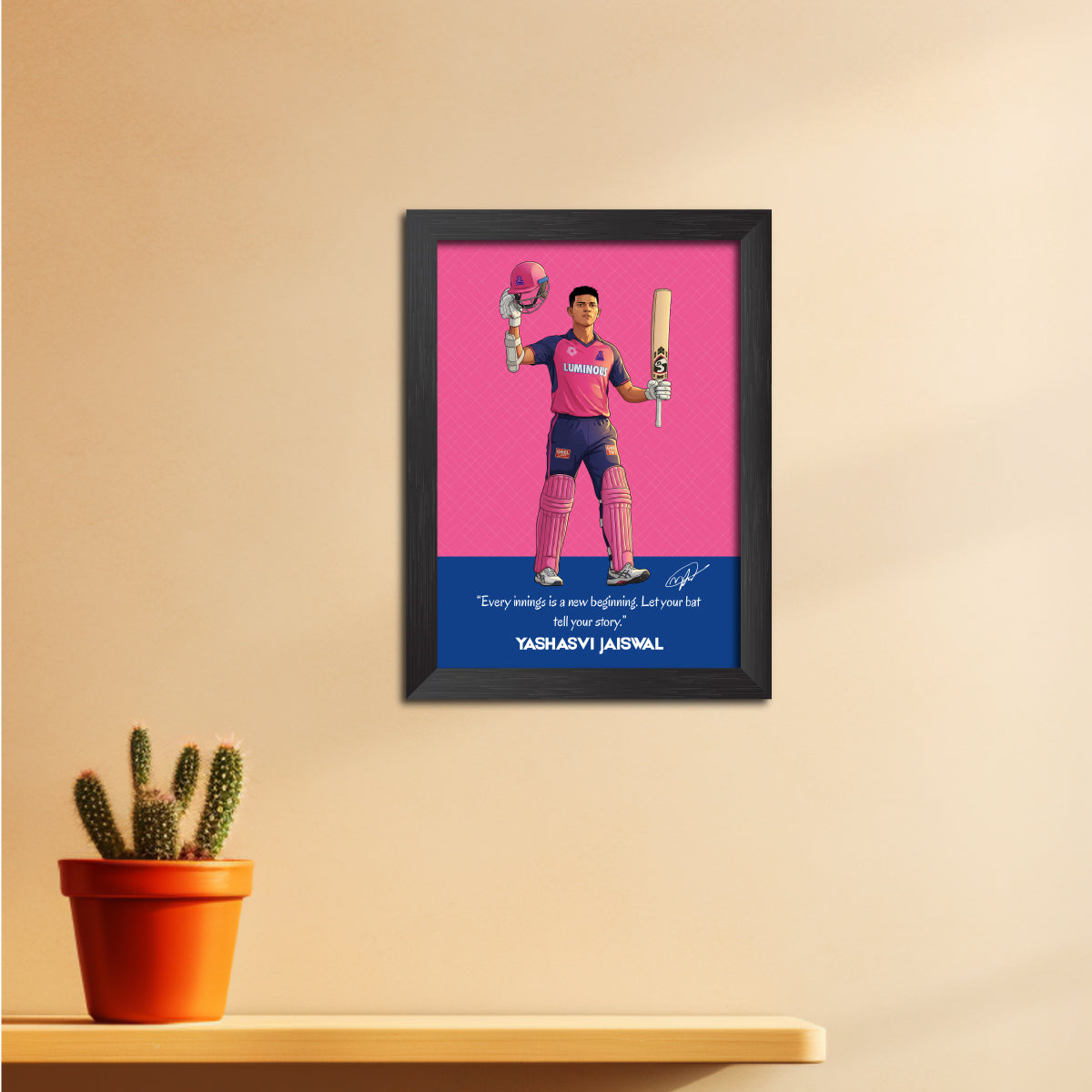 Yashasvi Jaiswal Rajasthan T20 Cricket Team Poster Framed Painting