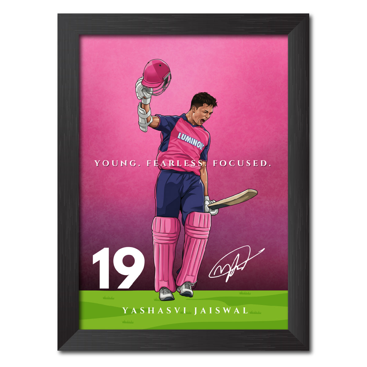 Yashasvi Jaiswal Rajasthan T20 Cricket Team Poster Framed Painting