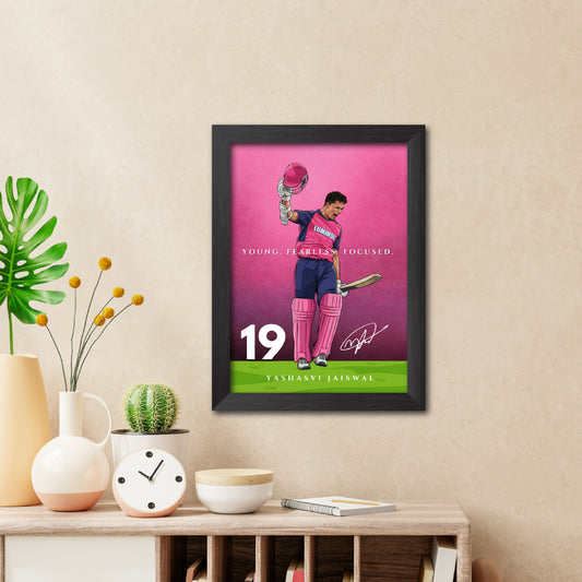 Yashasvi Jaiswal Rajasthan T20 Cricket Team Poster Framed Painting