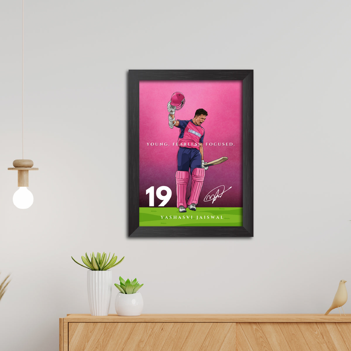 Yashasvi Jaiswal Rajasthan T20 Cricket Team Poster Framed Painting