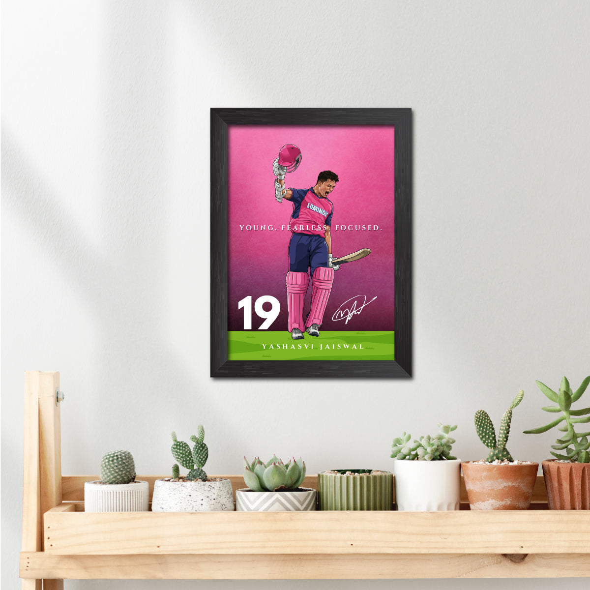 Yashasvi Jaiswal Rajasthan T20 Cricket Team Poster Framed Painting