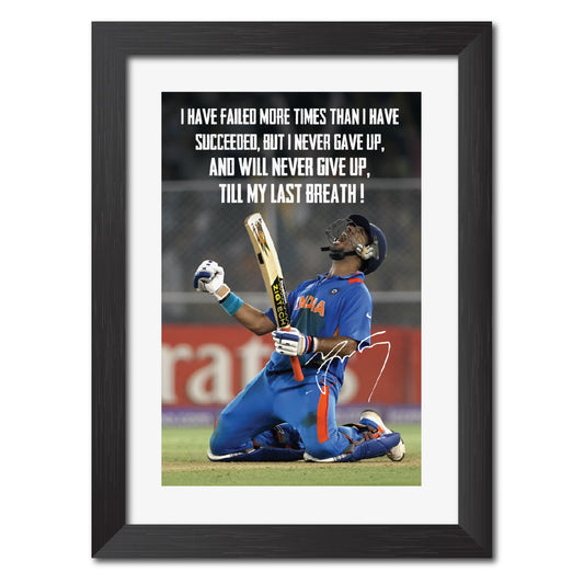 Yuvraj Singh Quotes India Cricket Team Poster Framed Painting