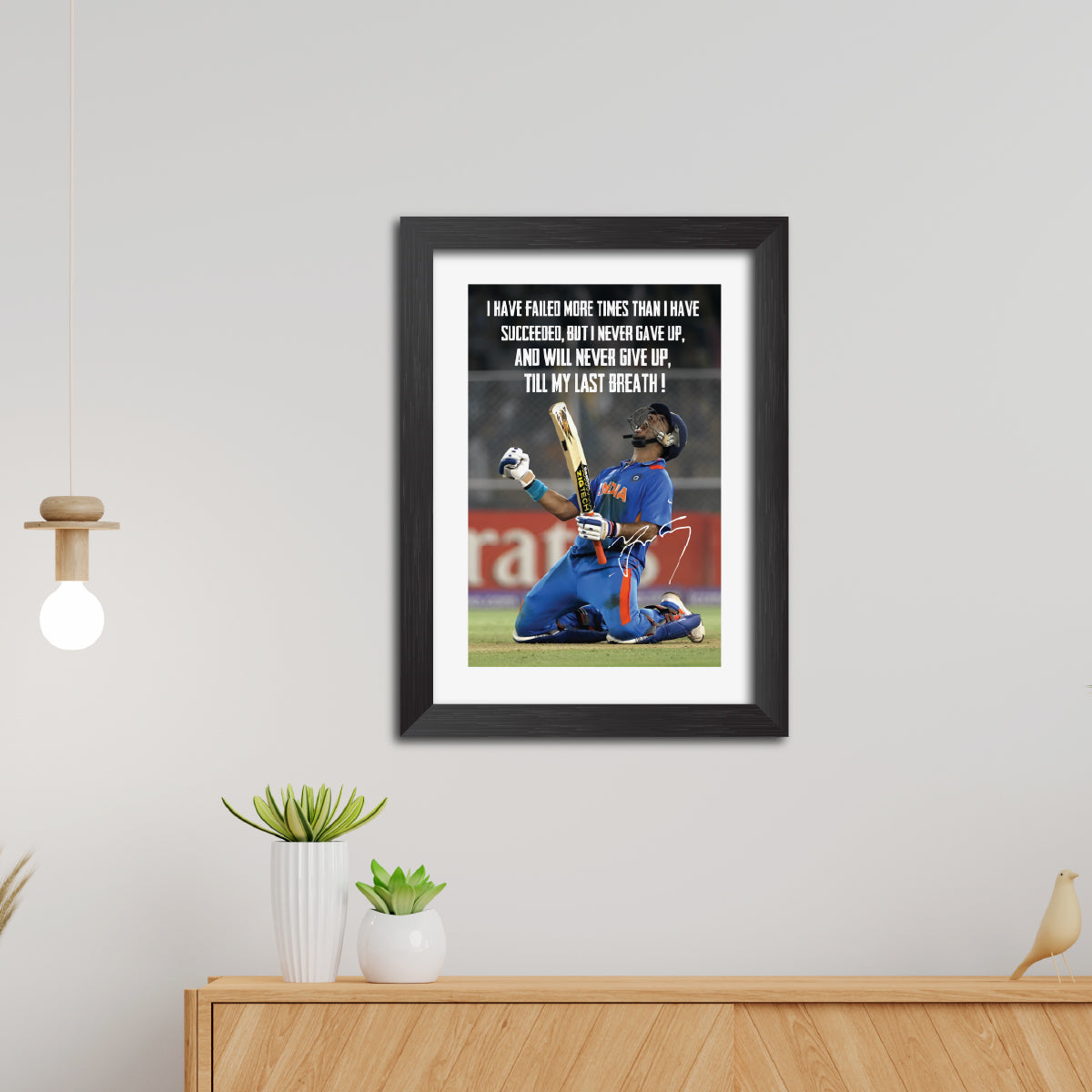 Yuvraj Singh Quotes India Cricket Team Poster Framed Painting