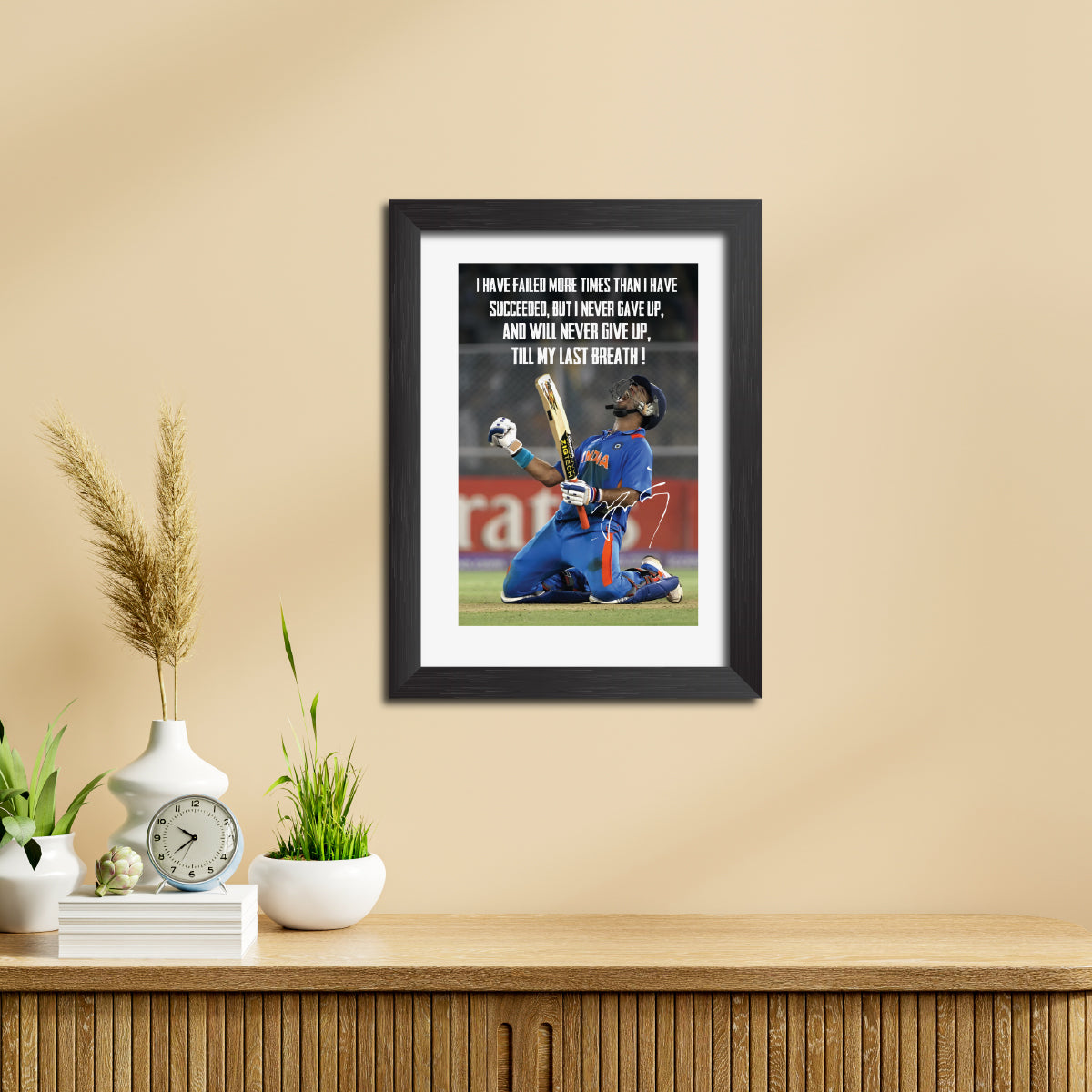 Yuvraj Singh Quotes India Cricket Team Poster Framed Painting