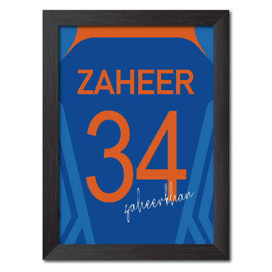 Zaheer Khan 2011 Worldcup Jersey Print Poster Framed Painting