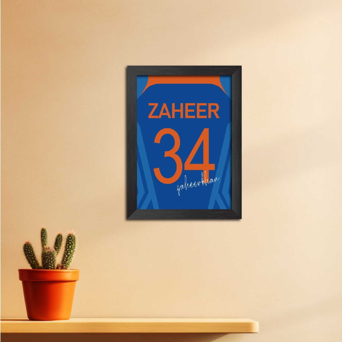 Zaheer Khan 2011 Worldcup Jersey Print Poster Framed Painting