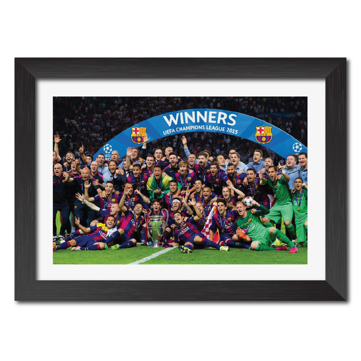 Barcelona UCL Celebration Football Poster Framed Painting