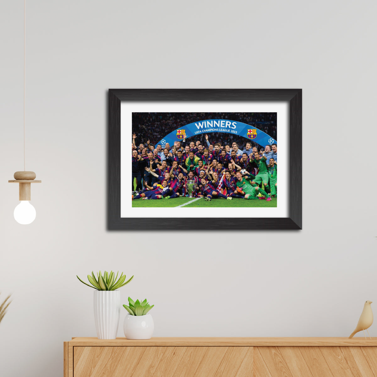 Barcelona UCL Celebration Football Poster Framed Painting