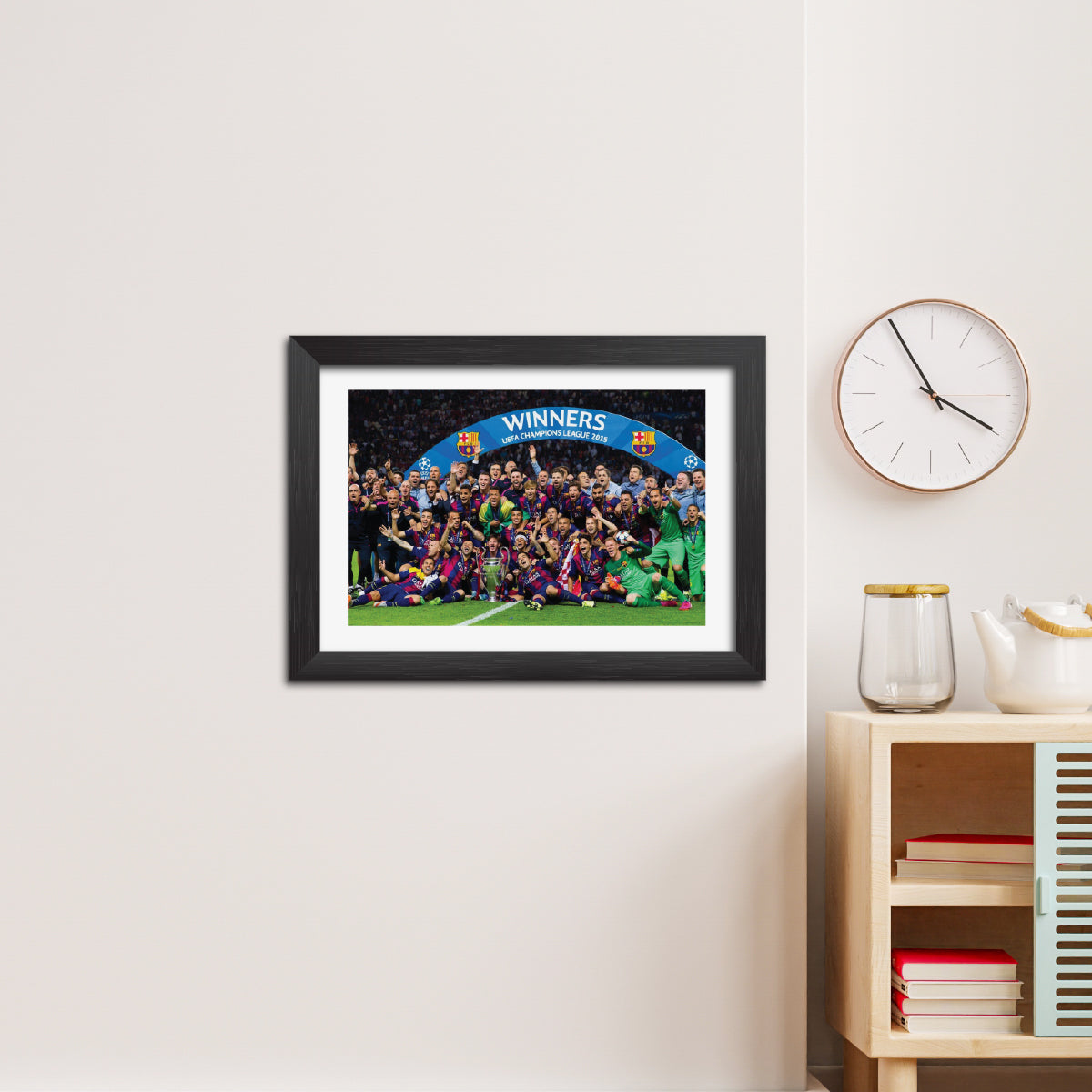 Barcelona UCL Celebration Football Poster Framed Painting