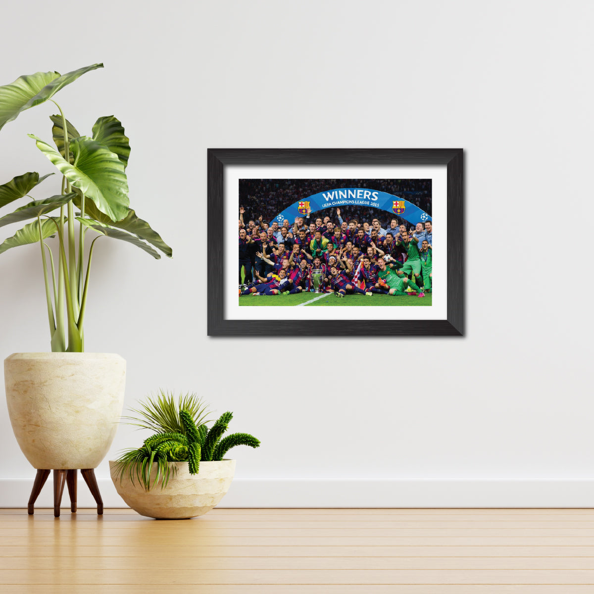 Barcelona UCL Celebration Football Poster Framed Painting