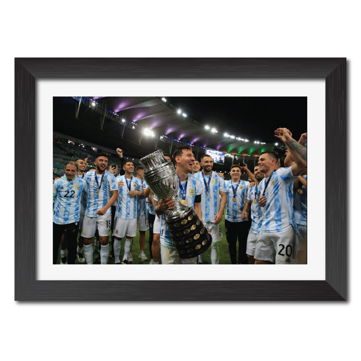 Lionel Messi Copa America Celebration Argentina Football Poster Framed Painting