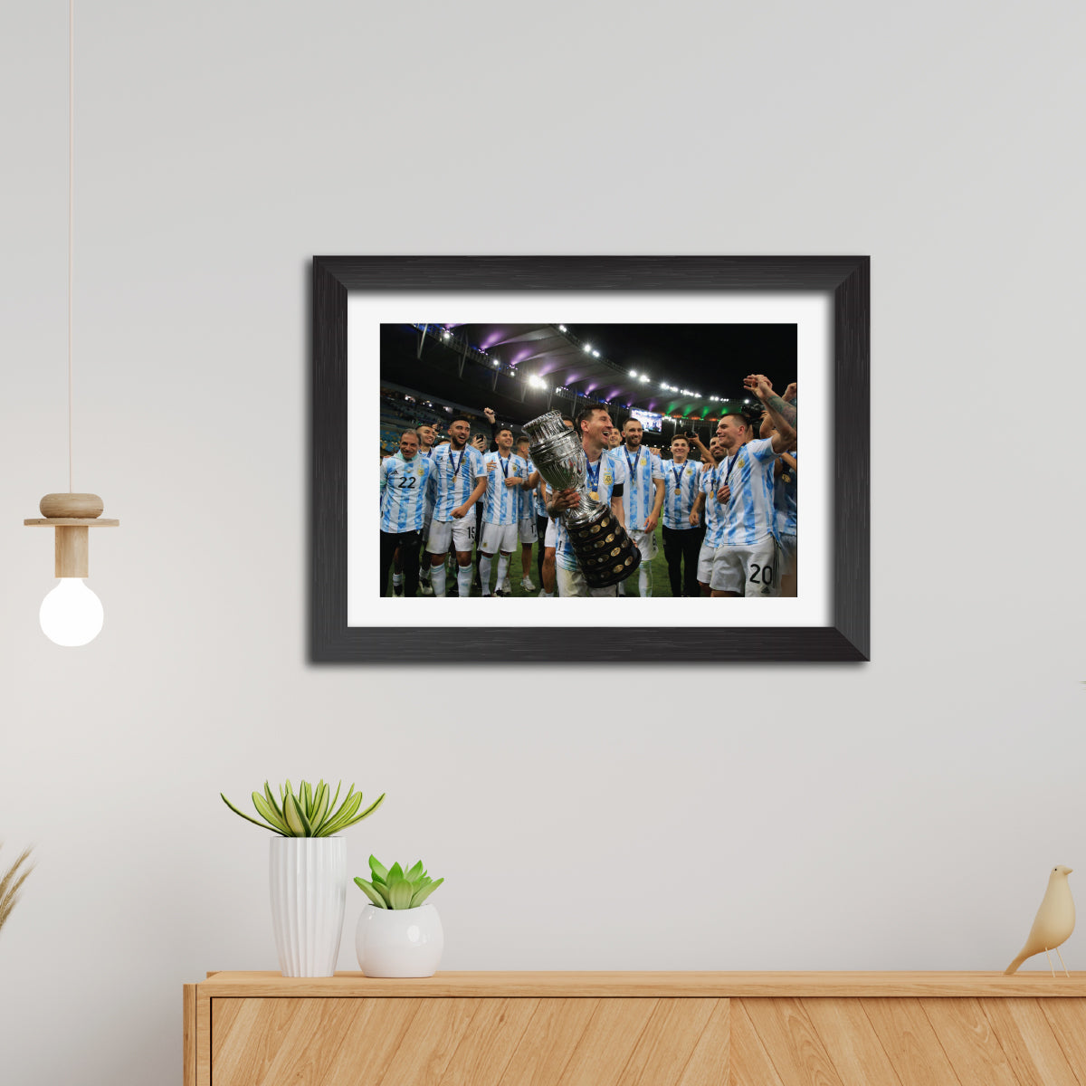 Lionel Messi Copa America Celebration Argentina Football Poster Framed Painting